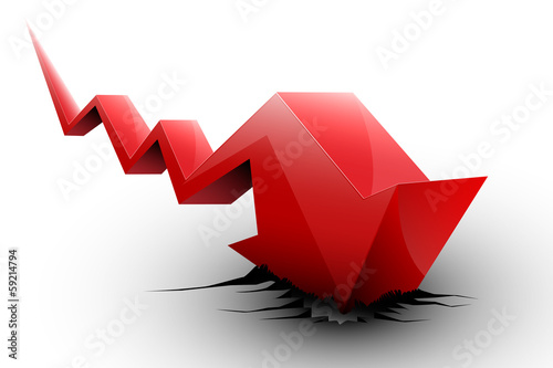 stocks fall red arrow vecto...
