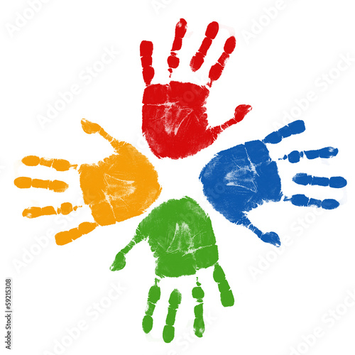 Set of colorful hand prints