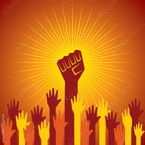 clenched fist held in protest concept  vector illustration