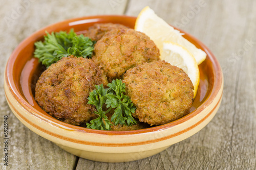 Falafel - Middle Eastern chickpea and fava beans fried balls.