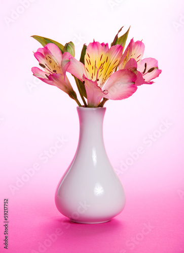Bouquet of alstroemeria flowers in vase