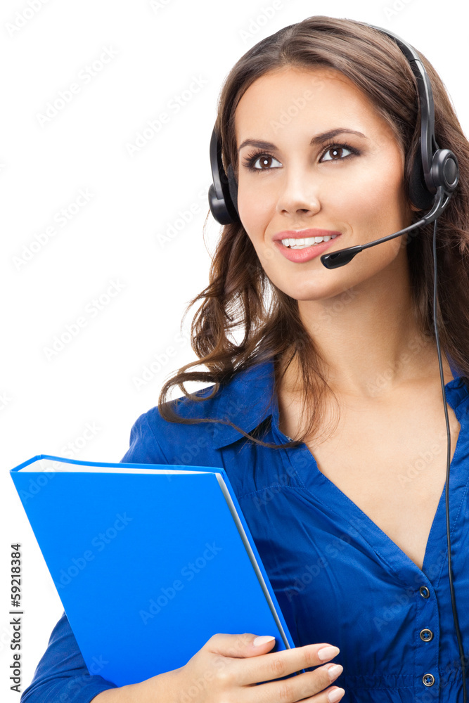 Support phone operator in headset, isolated Support phone operator in headset, isolated