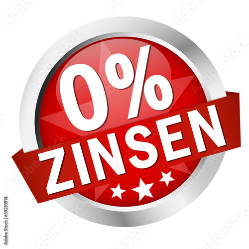 Button mit Banner " 0% ZINSEN "