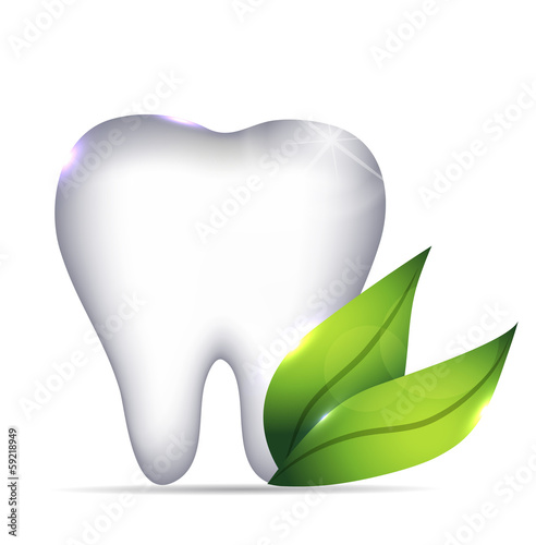 White Tooth and green leafs