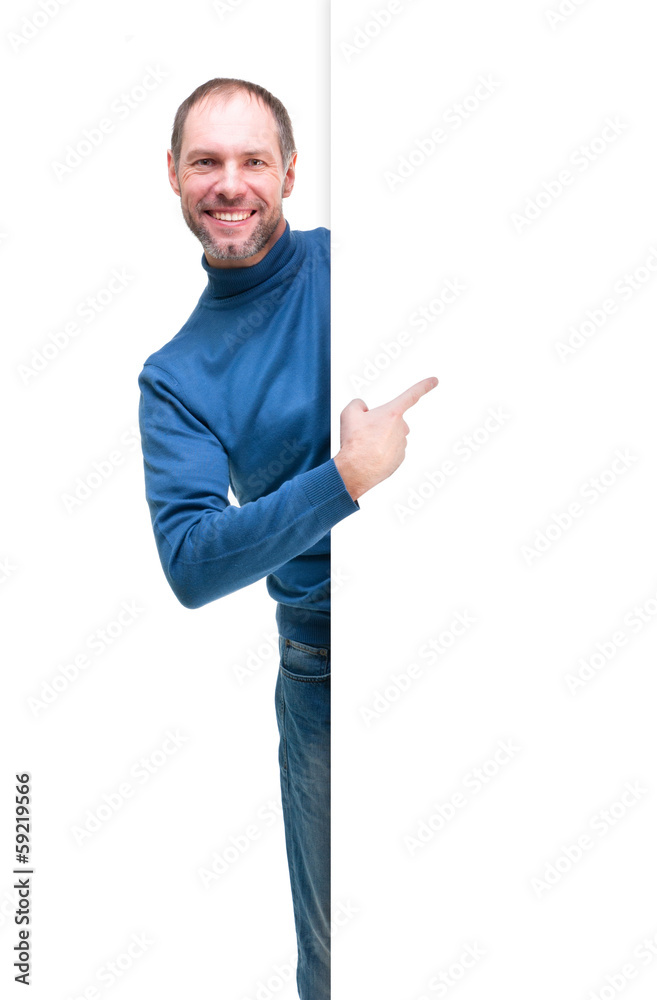Smiling man in blue poloneck isolated on a white background Smiling man in blue poloneck isolated on a white background
