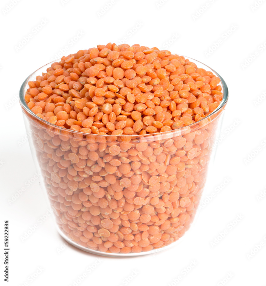 red lentils in a glass bowl