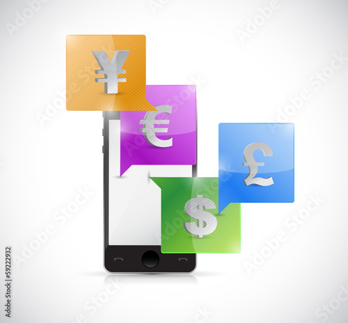 smartphone and currency symbols. illustration