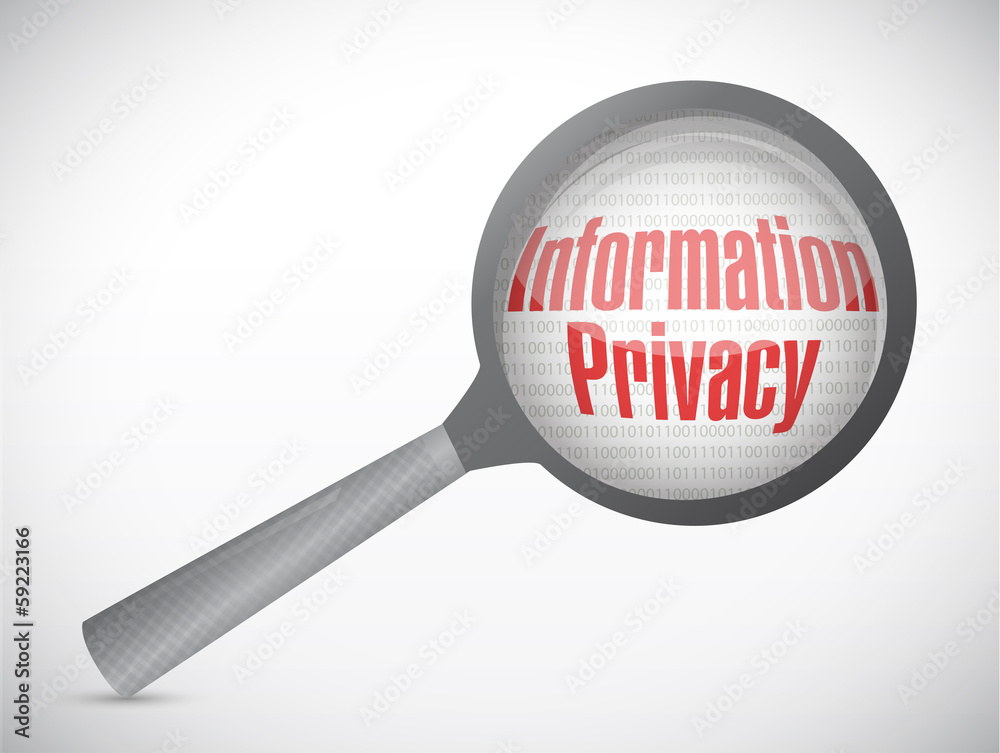 information privacy under a magnify. illustration information privacy under a magnify. illustration
