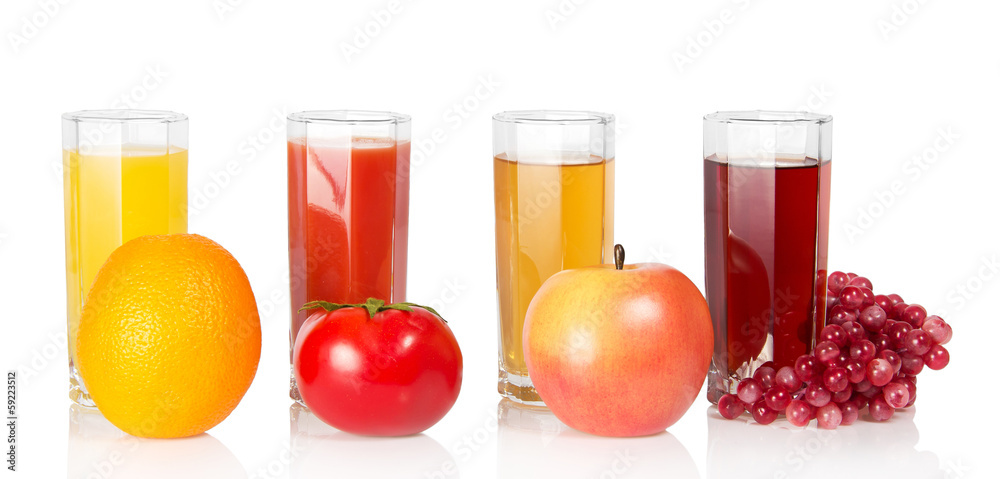 Various juice, fruit and the vegetables Various juice, fruit and the vegetables