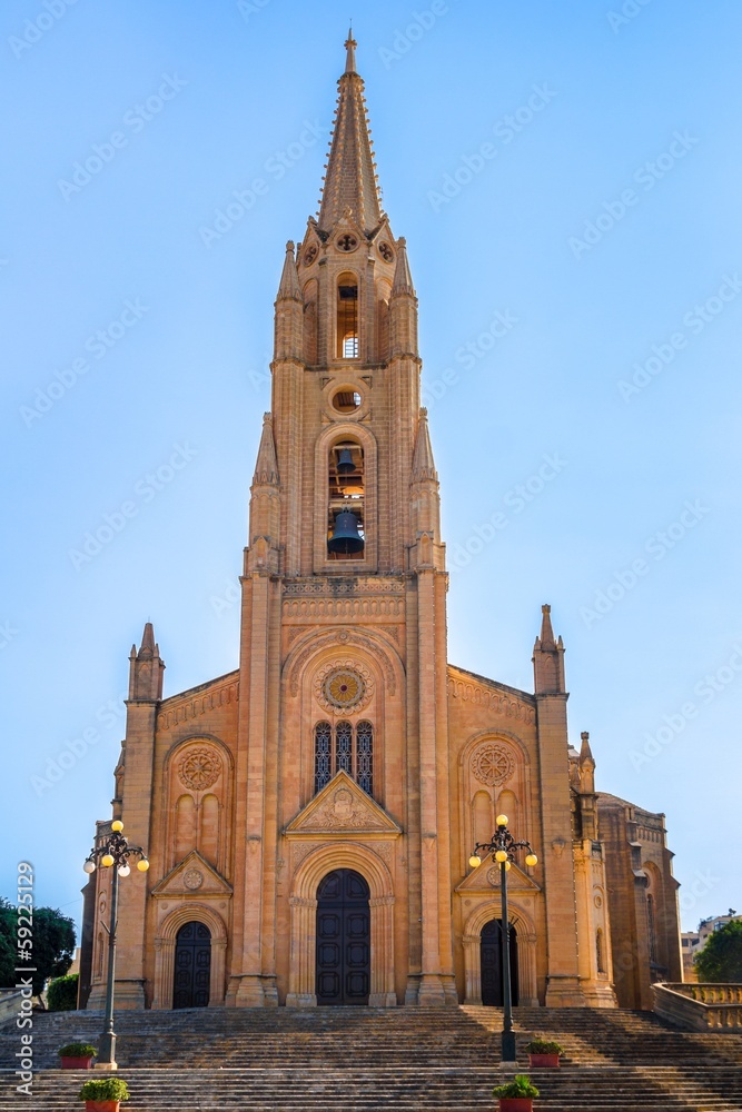 Ghajnsielem parish church in the island of Gozo, Malta