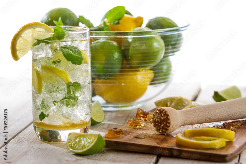 Closeup of cold drink with citrus Closeup of cold drink with citrus