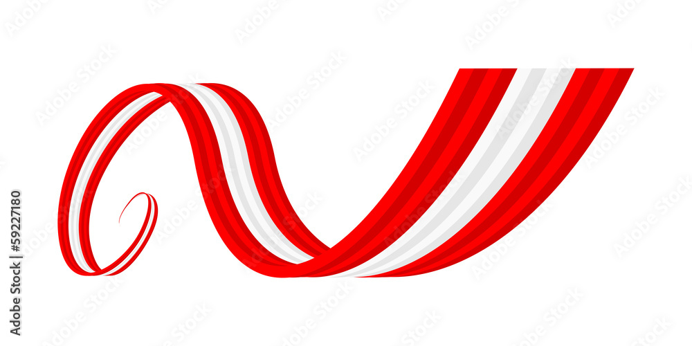 Obraz premium Abstract red white red waving ribbon flag