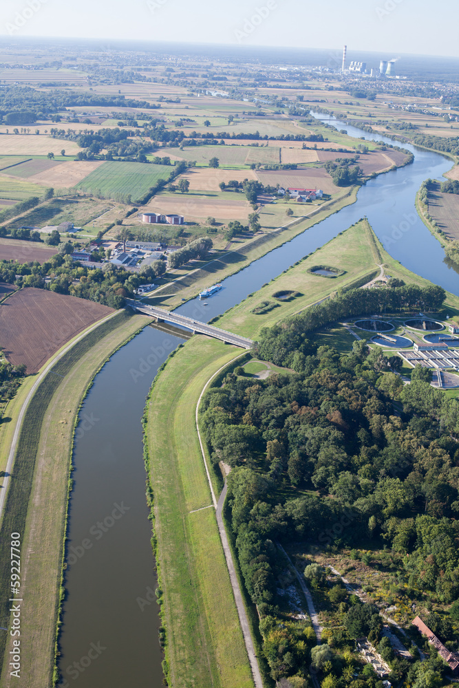 aerial view of Opole and Odra river