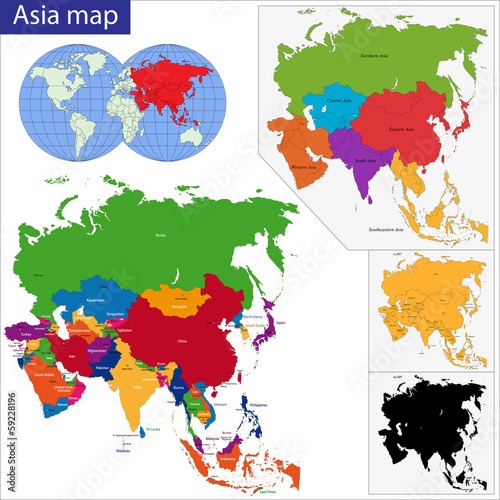 Colorful Asia map