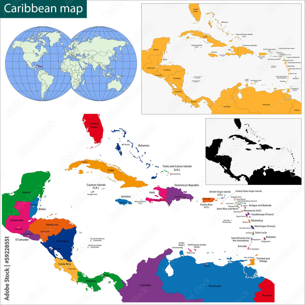 Obraz premium Caribbean map