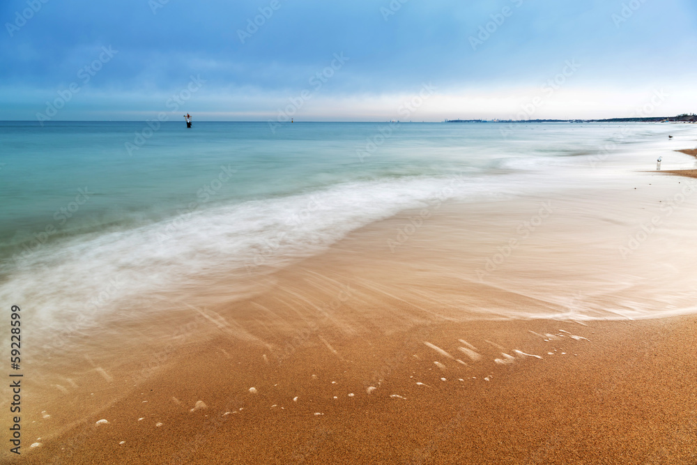 Fototapeta premium Baltic sea scenery in winter time, Poland