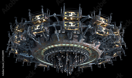 Fantasy 3D model of futuristic space ship