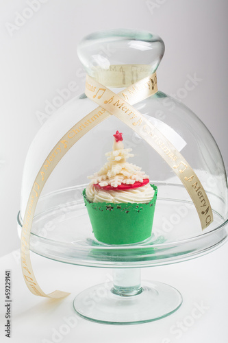 Cupcake with Christmas tree photo