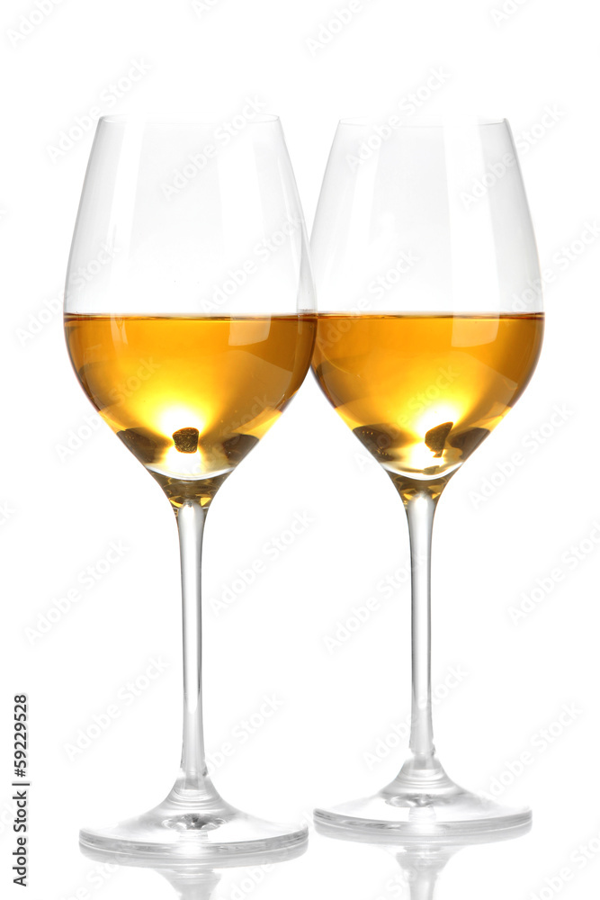 Wineglasses with white wine, isolated on white Wineglasses with white wine, isolated on white