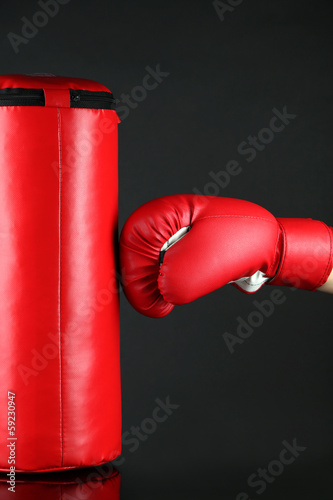 Box training and punching bag, isolated on black © Africa Studio