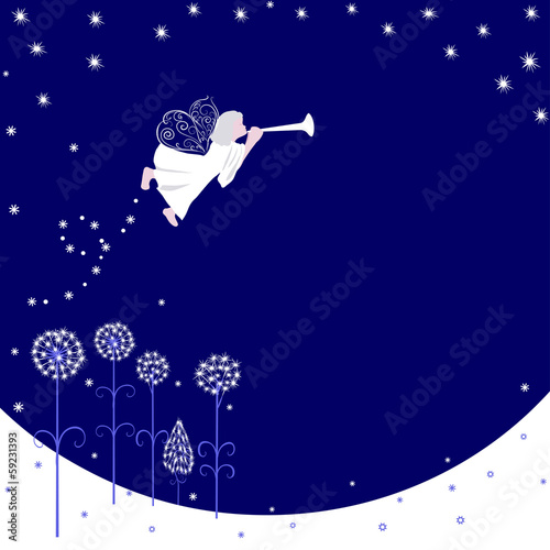 Greeting card with a Christmas angel