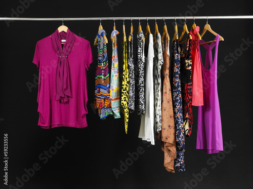 Set of Female Variety of sundress clothes hanging