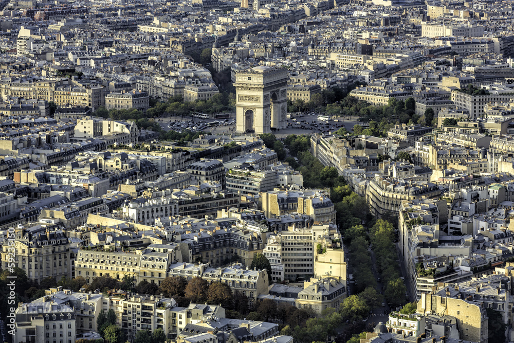 Aerial view of Arch of Triumph, Paris