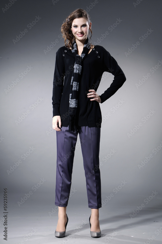 Full body Attractive young fashion model posing