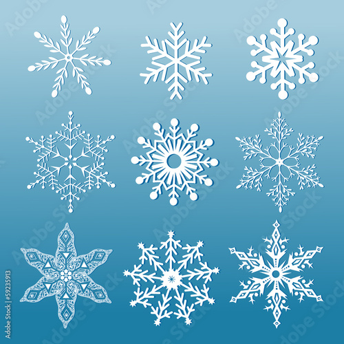 set of ornamental snowflakes