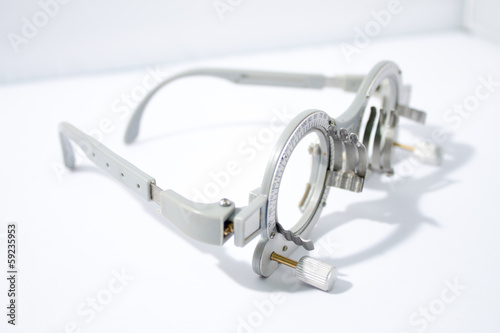 Closeup of eye test glasses