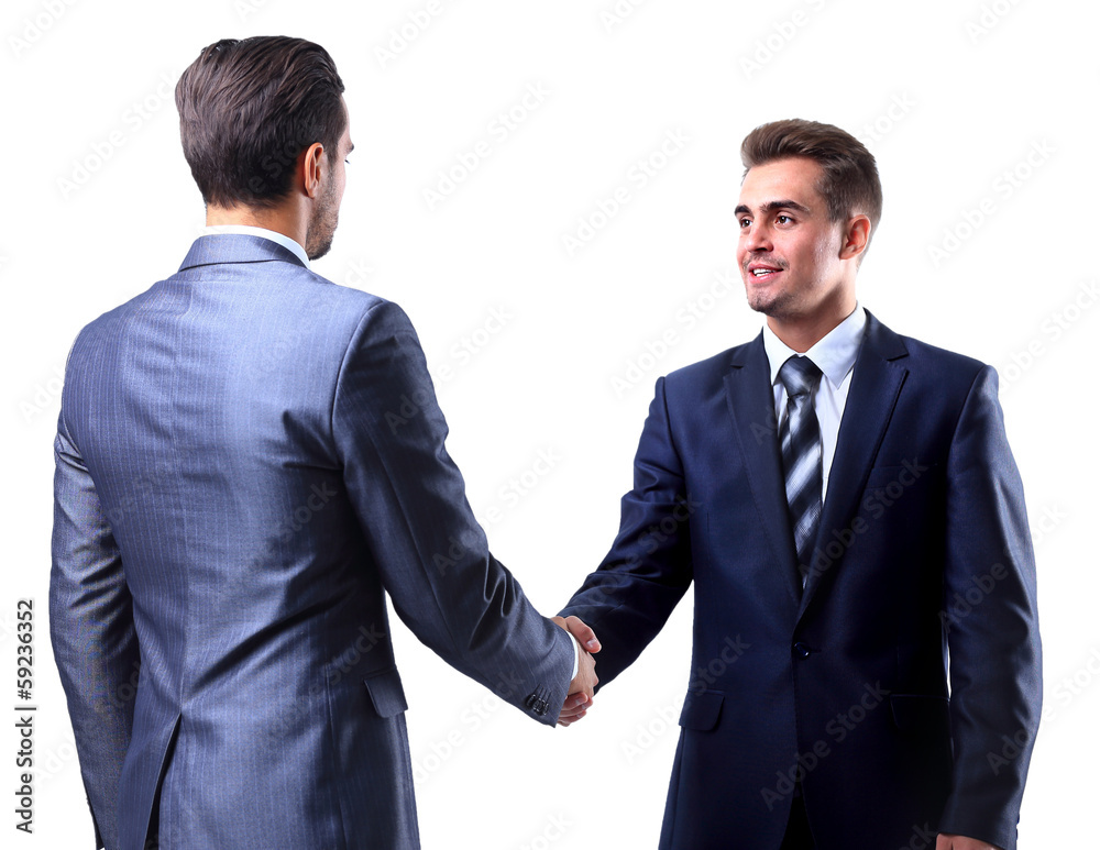 Two businessman shaking hands, isolated on white Two businessman shaking hands, isolated on white