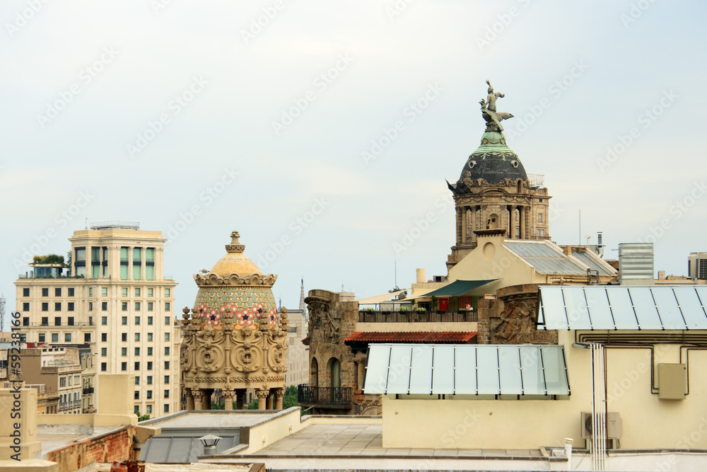 Obraz premium View from the rooftop of the house Casa Batllo, Barcelona, Spain