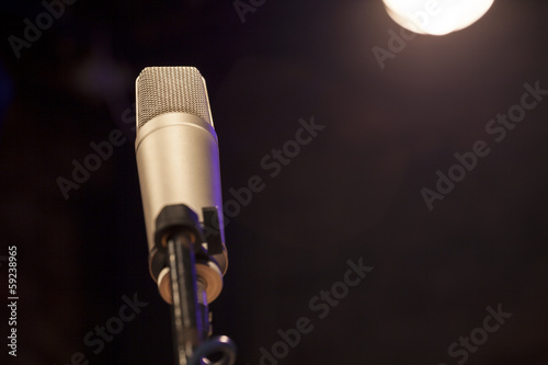 A microphone on the stage