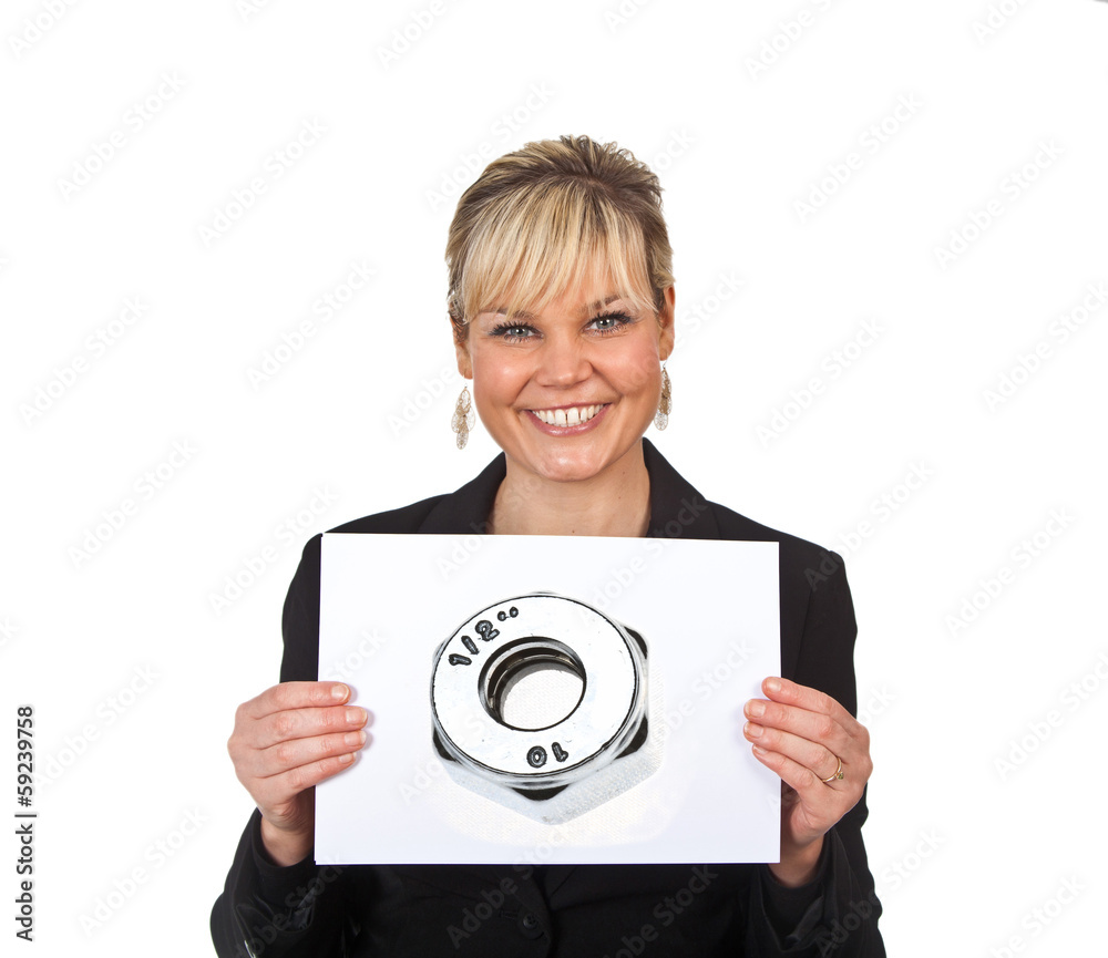 Studio portrait of a cute blond girl holding a piece of paper Studio portrait of a cute blond girl holding a piece of paper