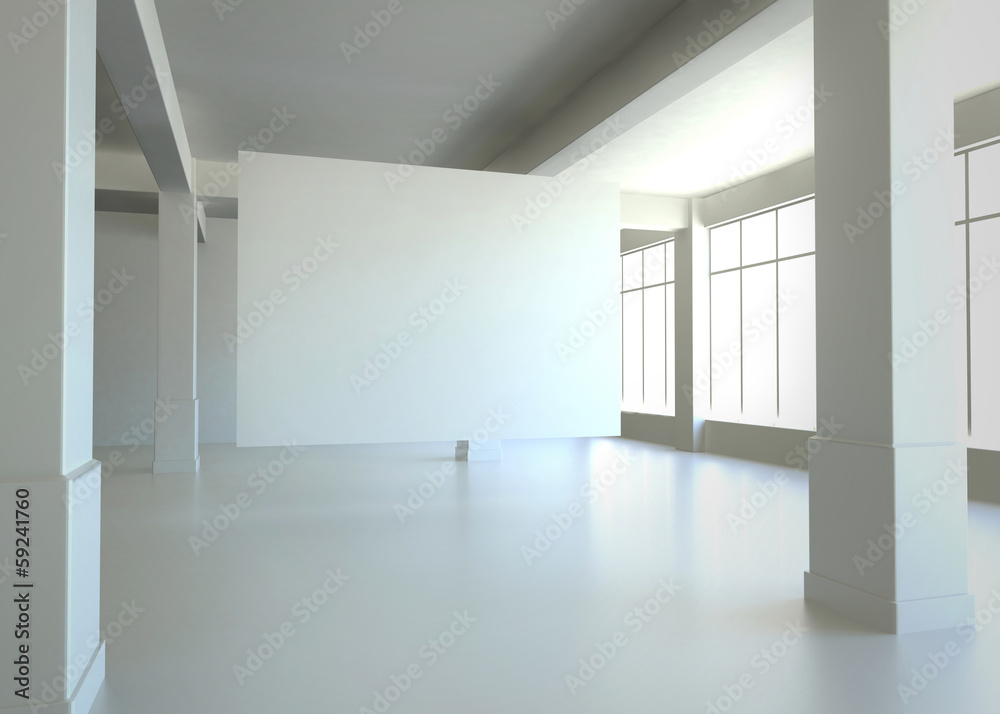 White room with screen White room with screen