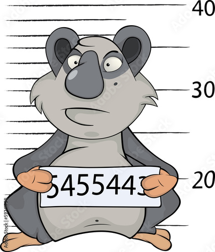 Fototapeta Naklejka Na Ścianę i Meble -  Panda the prisoner. Criminal mug shot. Cartoon.