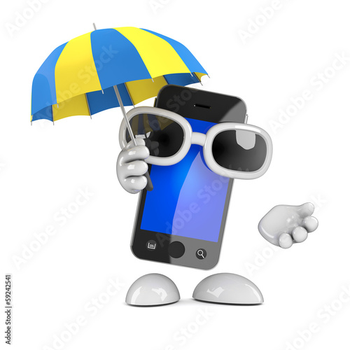 Smartphone under an umbrella