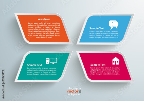 4 Colored Bevel Rectangles Infographic