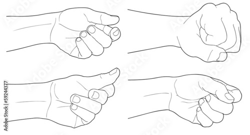 Adult man hand to hold something, isolated on white
