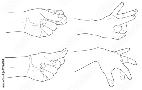Adult man hand to hold something, isolated on white