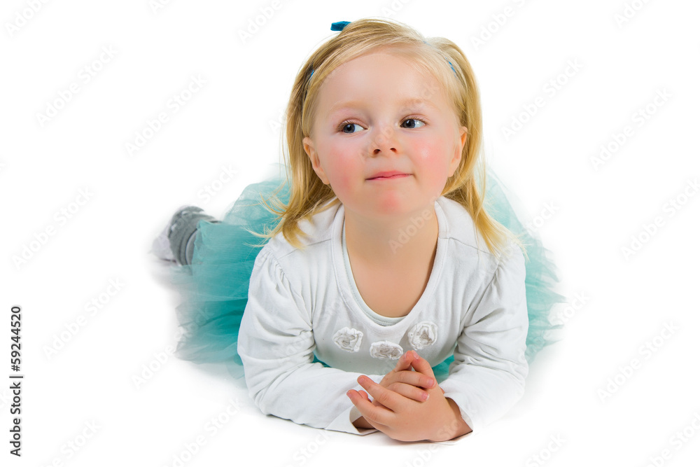 Cute preschool girl isolated on white Cute preschool girl isolated on white