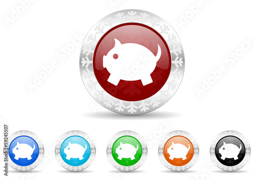 piggy bank icon vector set