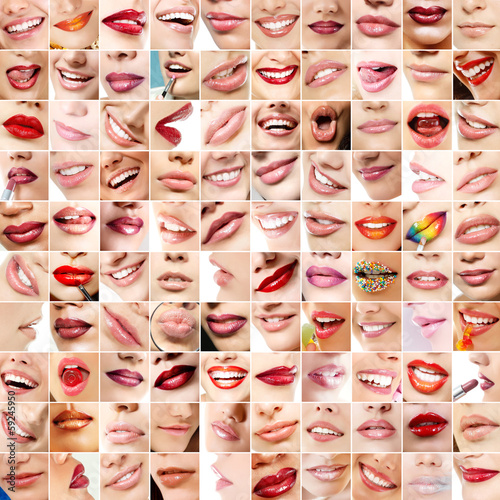 Perfect girl's lips. Collection of 100 beautiful woman's lips