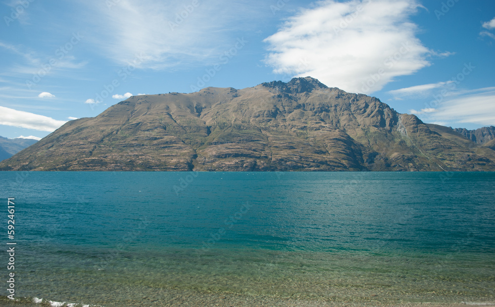 Fototapeta premium Scenic view of Lake Wakatipu, Glenorchy Queenstown Road, South I