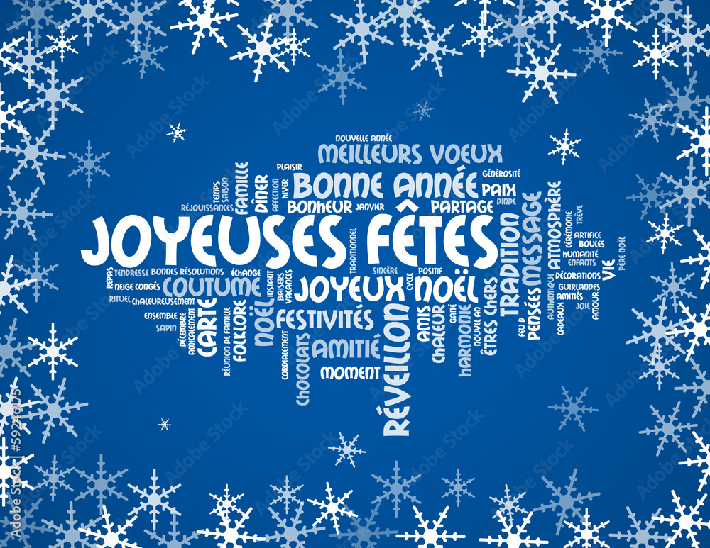 Nuage de Tags "JOYEUSES FETES" (joyeux noël bonne année fêtes) Illustration  Stock | Adobe Stock