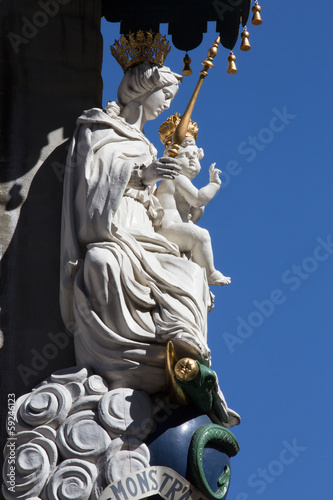 Antwerp -  Statue of baroque Madonna from house facade