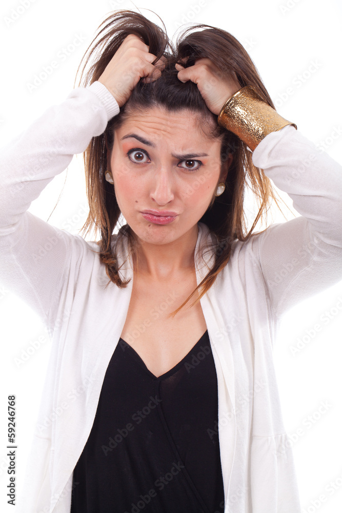Fototapeta premium young woman with hair standing on end
