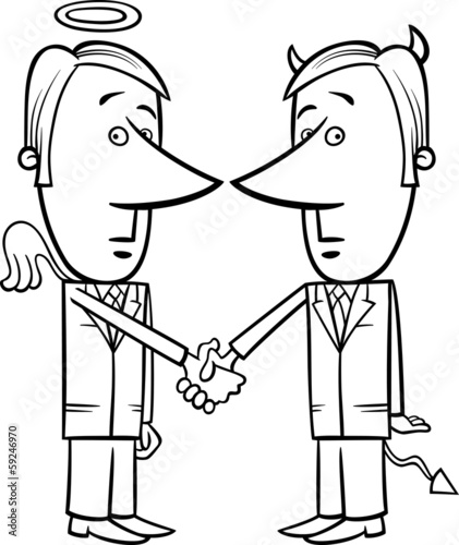 angel and devil businessmen cartoon