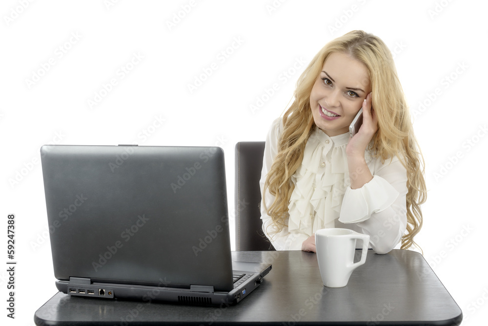 Beautiful business woman during phone call Beautiful business woman during phone call