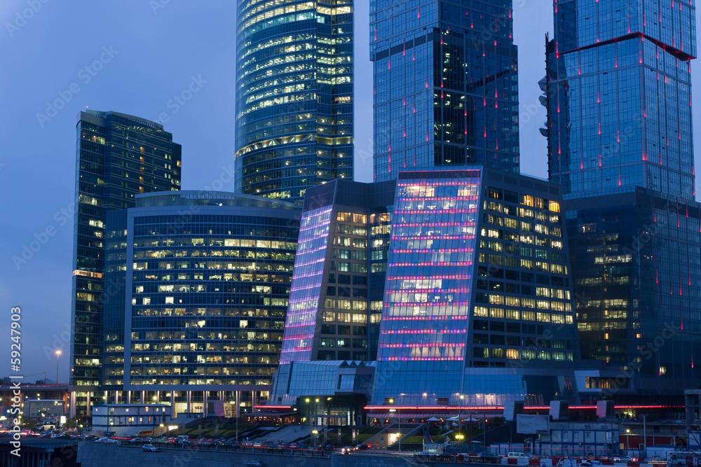 Fototapeta premium Skyscrapers at night